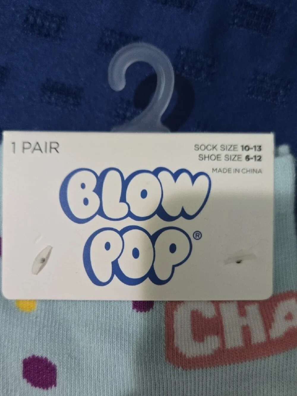 Light Blue Novelty Socks with Pink Logo